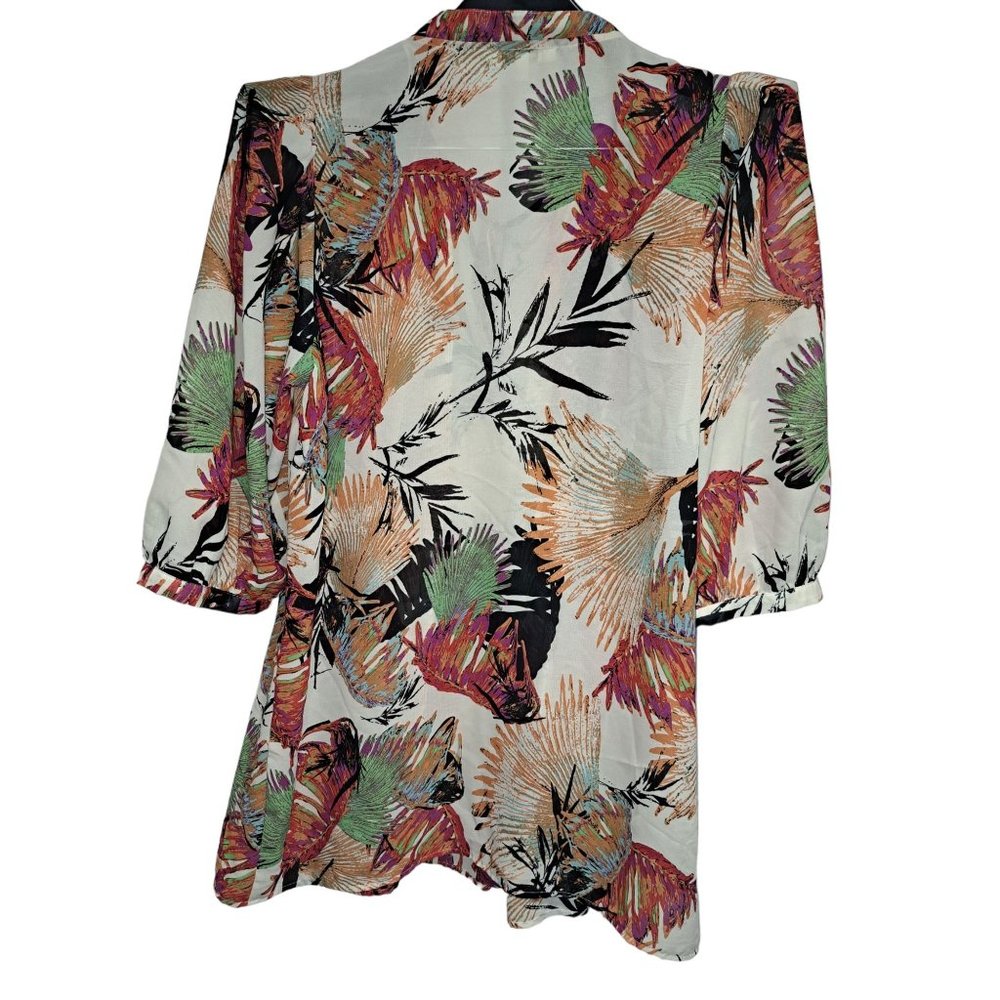 Daniel Rainn Chiffon Beige Multicolor Blouse Sz. … - image 2